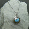 Collar botánico con labradorita tallada para mujer, piedra Natural azul, piedra lunar rugosa, joyería
