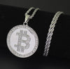 Collar con colgante de Bitcoin, circonia microcúbica Icy Rock, Hip-hop, a la moda
