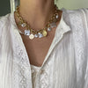 Collar con colgante de moneda y Perla de cuadrado Irregular barroco para mujer, cadena trasera, joyería Bohemia 2021