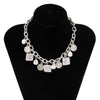 Collar con colgante de moneda y Perla de cuadrado Irregular barroco para mujer, cadena trasera, joyería Bohemia 2021