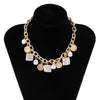 Collar con colgante de moneda y Perla de cuadrado Irregular barroco para mujer, cadena trasera, joyería Bohemia 2021