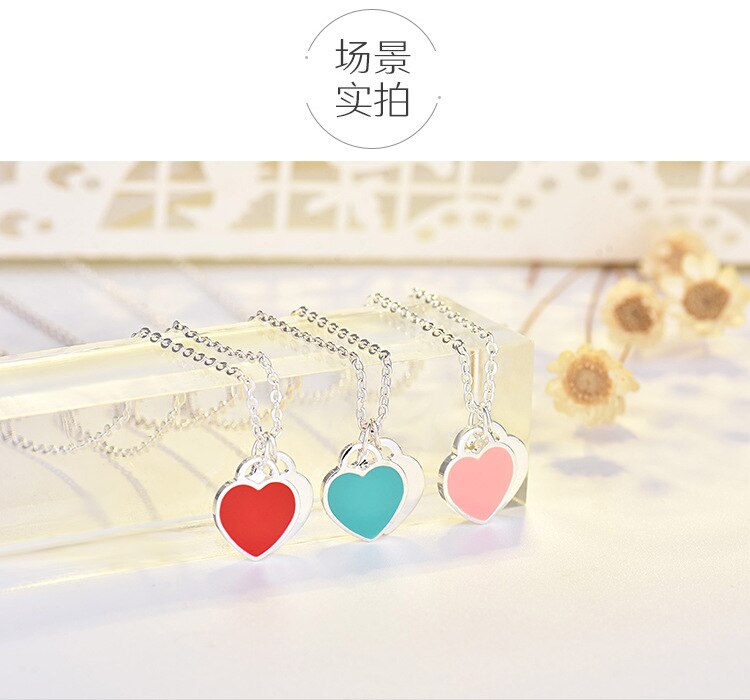 Collar con corazón doble para mujer, cadena larga, cristal clásico de Swarovski, colgante de corazón, regalo de alta calidad, gran oferta