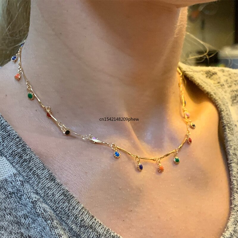 Collar con cuentas coloridas bohemias para mujer, cadena con borlas para clavícula, Gargantilla, joyería de fiesta hecha a mano, regalo, novedad de 2021