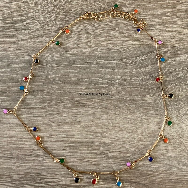 Collar con cuentas coloridas bohemias para mujer, cadena con borlas para clavícula, Gargantilla, joyería de fiesta hecha a mano, regalo, novedad de 2021