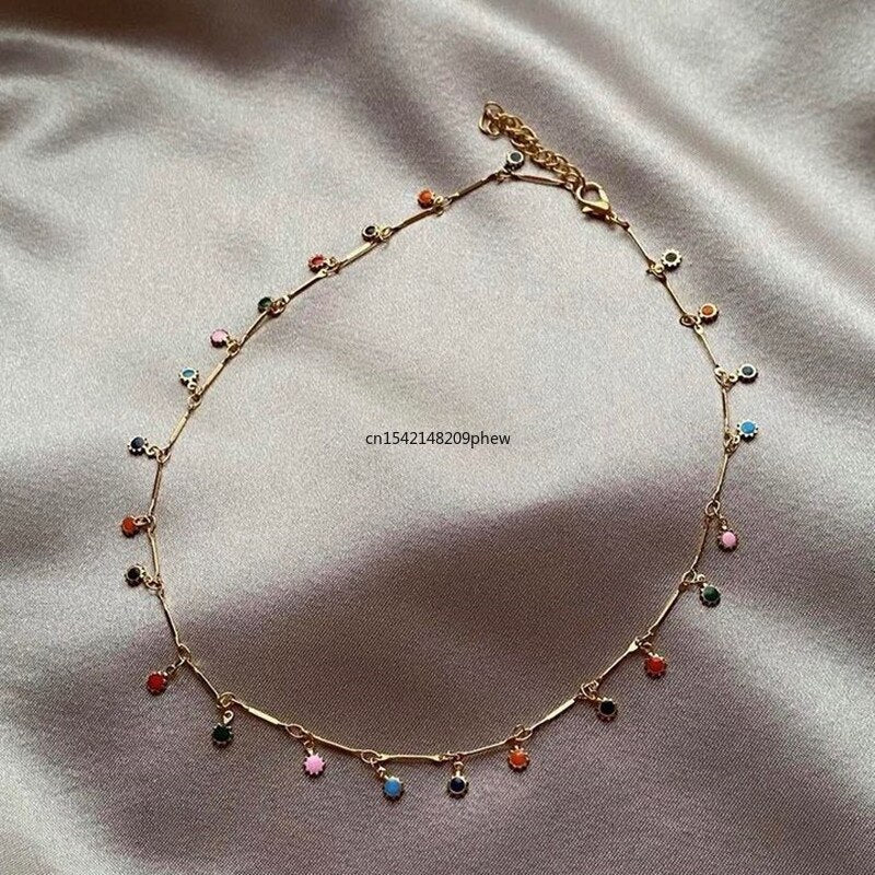 Collar con cuentas coloridas bohemias para mujer, cadena con borlas para clavícula, Gargantilla, joyería de fiesta hecha a mano, regalo, novedad de 2021