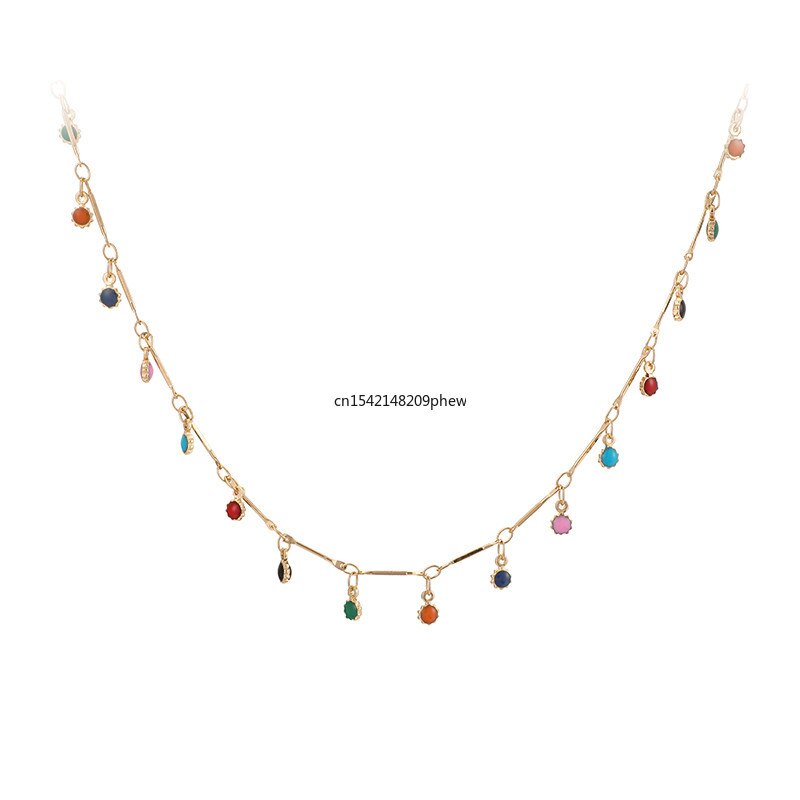 Collar con cuentas coloridas bohemias para mujer, cadena con borlas para clavícula, Gargantilla, joyería de fiesta hecha a mano, regalo, novedad de 2021