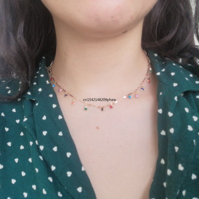 Collar con cuentas coloridas bohemias para mujer, cadena con borlas para clavícula, Gargantilla, joyería de fiesta hecha a mano, regalo, novedad de 2021