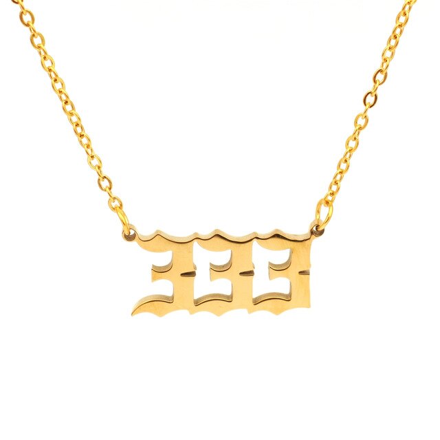 Collar con número de Ángel de acero inoxidable, colgante minimalista, 111, 222, 333, 444, 555, 666, 777, 888, 999