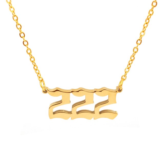 Collar con número de Ángel de acero inoxidable, colgante minimalista, 111, 222, 333, 444, 555, 666, 777, 888, 999