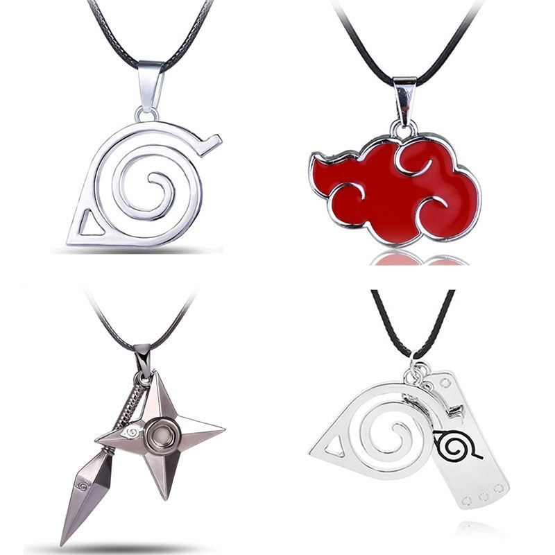 Collar de Cosplay de Anime Akatsuki para hombres y mujeres, collares de Metal colgante, señal de nube roja, accesorios de joyería