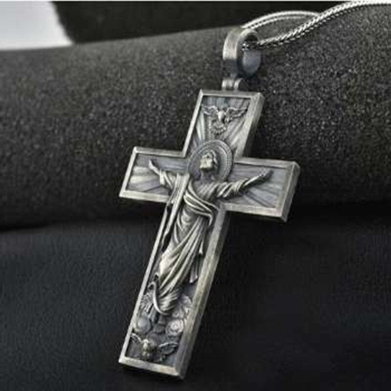 Collar de Jesús cruzado de moda de Hip Hop, joyería de fiesta Punk de acero inoxidable religioso, 316L, regalo de aniversario de boda, nuevo