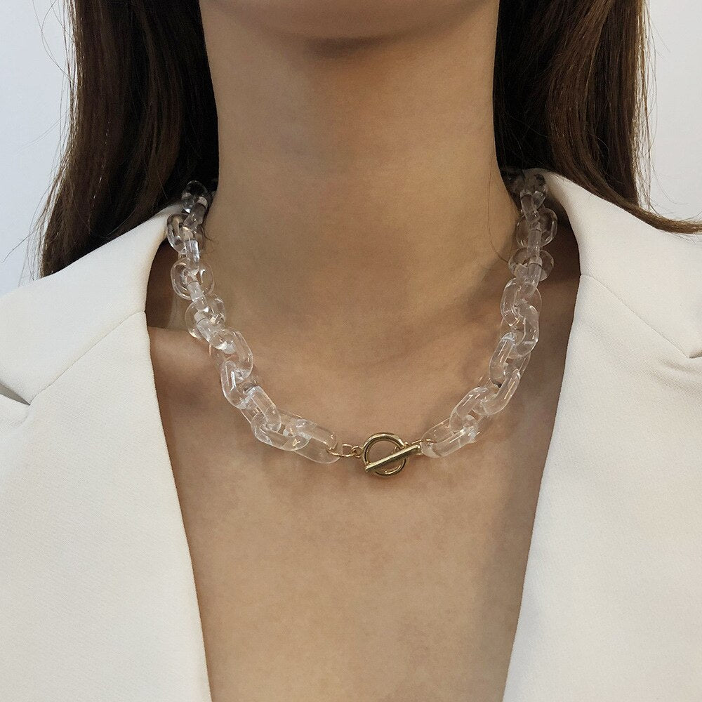 Collar de cadena de acrílico 2021 para hombre y mujer, Gargantilla transparente Rock Punk, joyería de moda