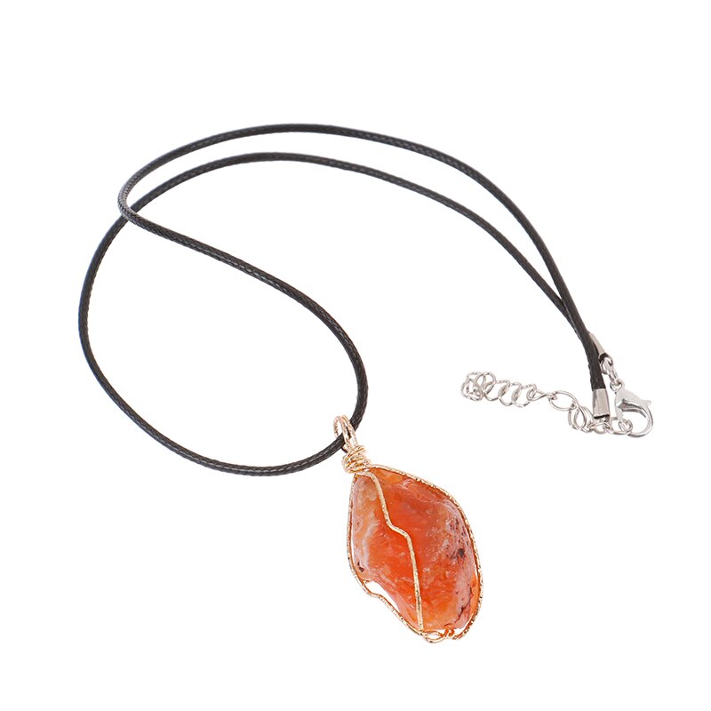 Collar de cornalina envuelta a mano para hombres y mujeres, piedra Natural curativa, Chakra de cristal, piedra de nacimiento de Julio, alambre rugoso, 1 unidad