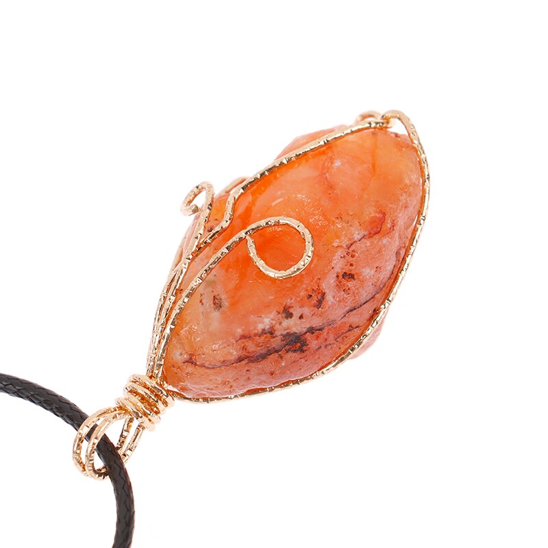 Collar de cornalina envuelta a mano para hombres y mujeres, piedra Natural curativa, Chakra de cristal, piedra de nacimiento de Julio, alambre rugoso, 1 unidad