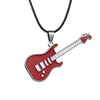 Collar de guitarra de acero inoxidable 316L para hombre, cadena de cuero, colgantes