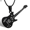 Collar de guitarra de acero inoxidable 316L para hombre, cadena de cuero, colgantes