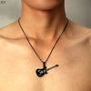 Collar de guitarra de acero inoxidable 316L para hombre, cadena de cuero, colgantes