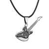 Collar de guitarra de acero inoxidable 316L para hombre, cadena de cuero, colgantes