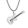 Collar de guitarra de acero inoxidable 316L para hombre, cadena de cuero, colgantes