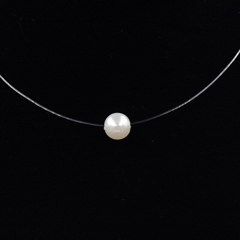 Collar de hilo de pescar transparente para mujer, cadena Invisible de Color plateado, gargantilla de diamantes de imitación, Gargantilla