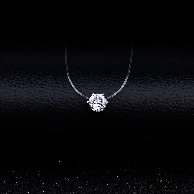 Collar de hilo de pescar transparente para mujer, cadena Invisible de Color plateado, gargantilla de diamantes de imitación, Gargantilla