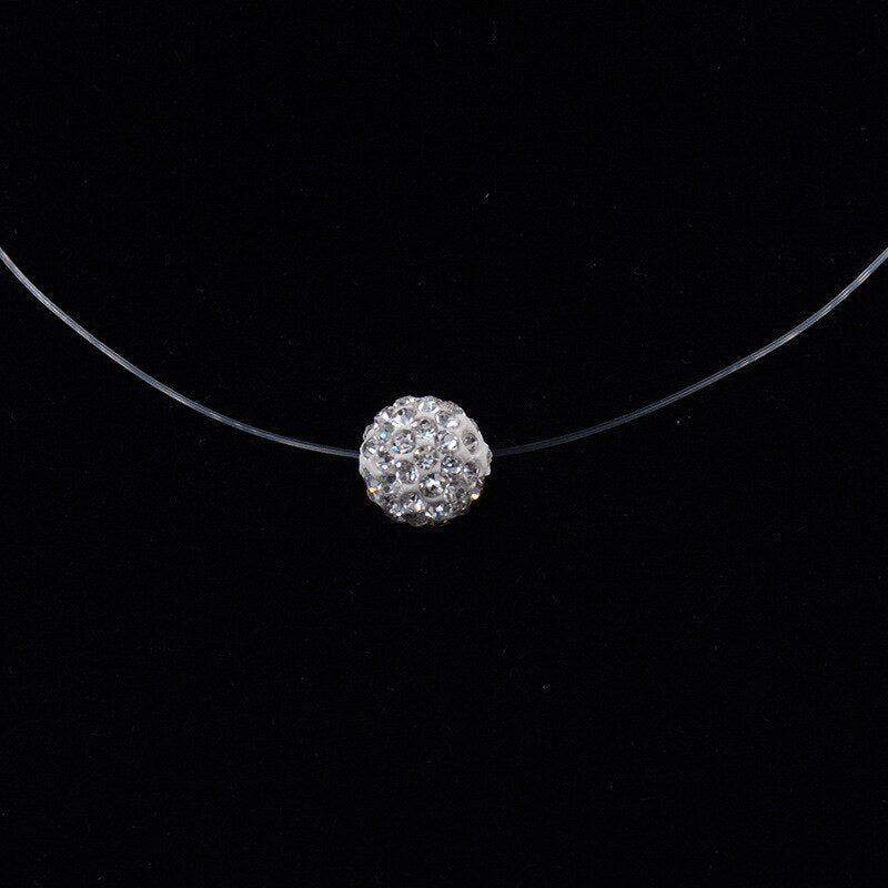 Collar de hilo de pescar transparente para mujer, cadena Invisible de Color plateado, gargantilla de diamantes de imitación, Gargantilla