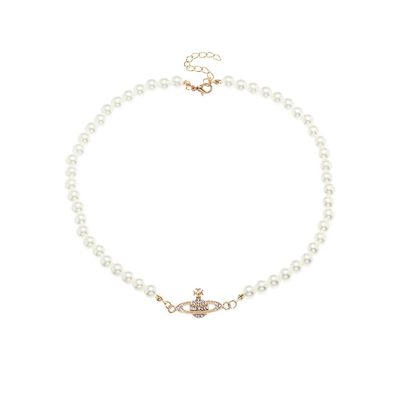 Collar de perlas para mujer, cadena corta sencilla, Gargantilla con colgante de cristal para el cuello, regalo para niña, 2021