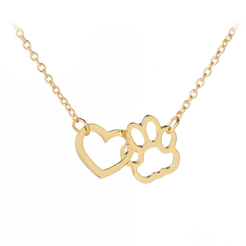 Collar hueco con huella de patas de perro para mujer y niña, colgante de corazón con diseño de perro, gato, amor, joyería