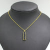 Collar sencillo chapado en oro para mujer y niña, colgante rectangular de piedra sintética negra, regalos, Bisutería