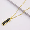 Collar sencillo chapado en oro para mujer y niña, colgante rectangular de piedra sintética negra, regalos, Bisutería