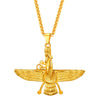Faravahar Ahura Mazda Pendant Men Iran Jewelry Stainless Steel Zoroastrian Gold/Black Color Iranian Necklace Women P825