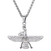 Faravahar Ahura Mazda Pendant Men Iran Jewelry Stainless Steel Zoroastrian Gold/Black Color Iranian Necklace Women P825