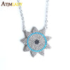 Collares Real Collier Maxi Necklace 2020 High Quality Prong Setting Aaa Sun Flower Women Color Fashion Turquoises Necklaces