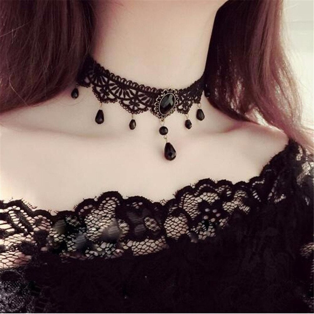 Chokers Choker 6Pcs Black Veet Necklace Chockers Vintage Gothic Jewelry  Goth For Women Collier Femme Accessories Drop Delivery Neckl Dhtr8