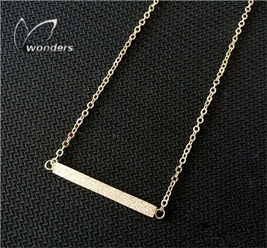 Collares Vintage Silver Rose Gold Color Geometric Horizontal Bar Pendant Stainless Steel Maxi Necklace For Women Bridesmaid Gift