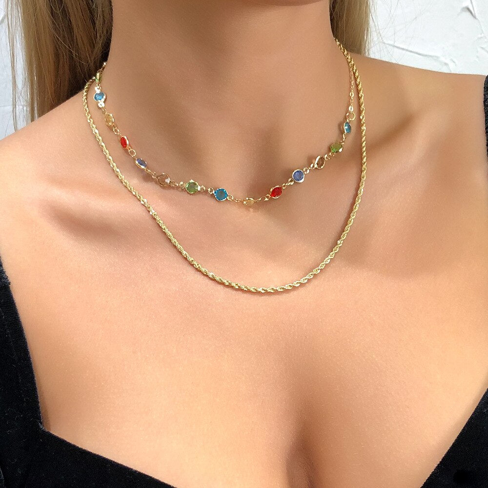 Collares con colgante de cristal para mujer y niña, Gargantilla de lujo con diamantes de imitación, joyería para fiesta, 2021