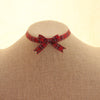 College style red plaid bow collar chocker red necklace