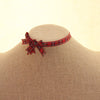 College style red plaid bow collar chocker red necklace