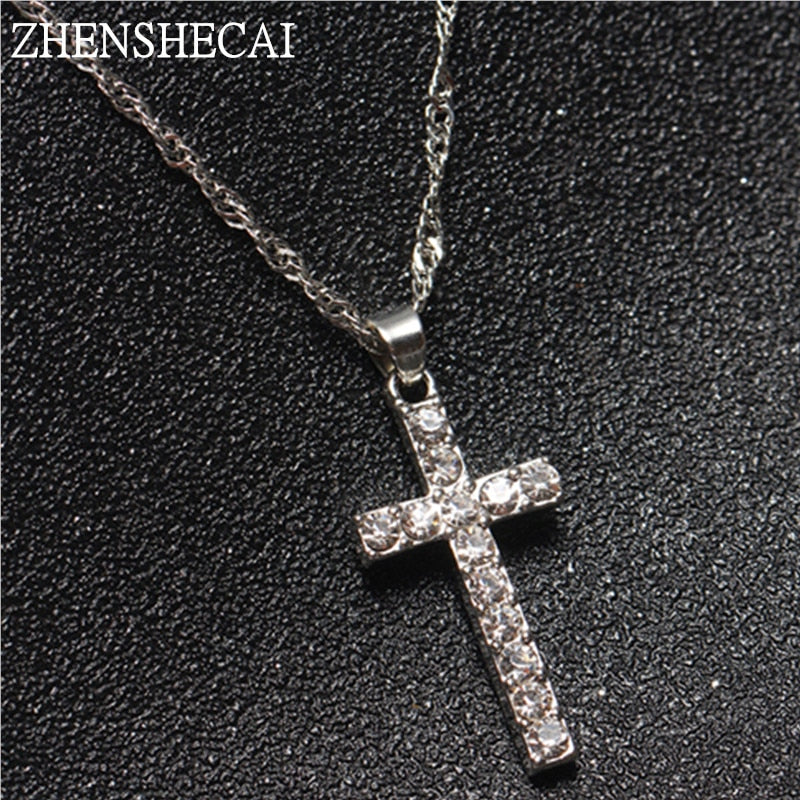 Collier Femme New Fashion Silver Color Cross Necklaces & Pendants Collares for Women men Mujer Accessories Jewelry x307
