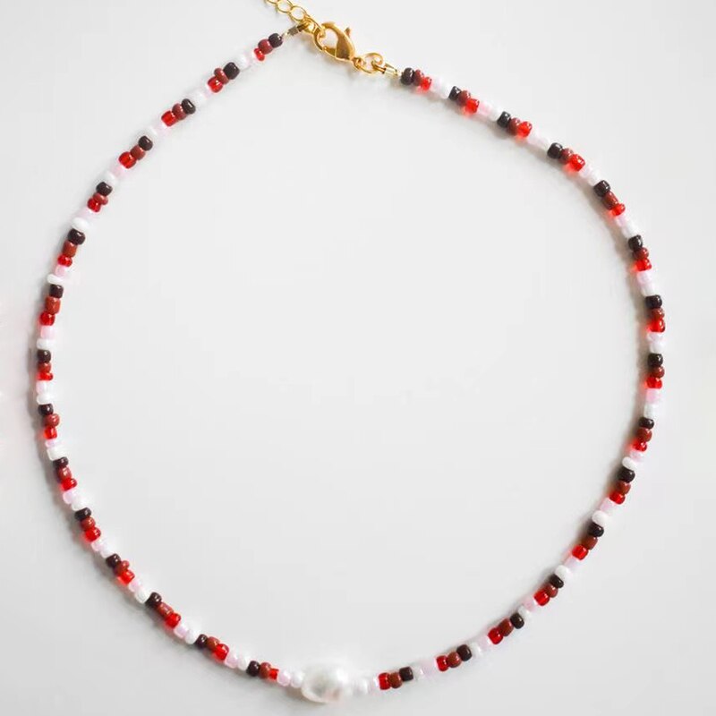 Color Bead Mix And Match Ethnic Style Golden Moon Pendant Chain Necklace Elegant Temperament Lady Exquisite Gift 2021