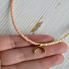Color Bead Mix And Match Ethnic Style Golden Moon Pendant Chain Necklace Elegant Temperament Lady Exquisite Gift 2021