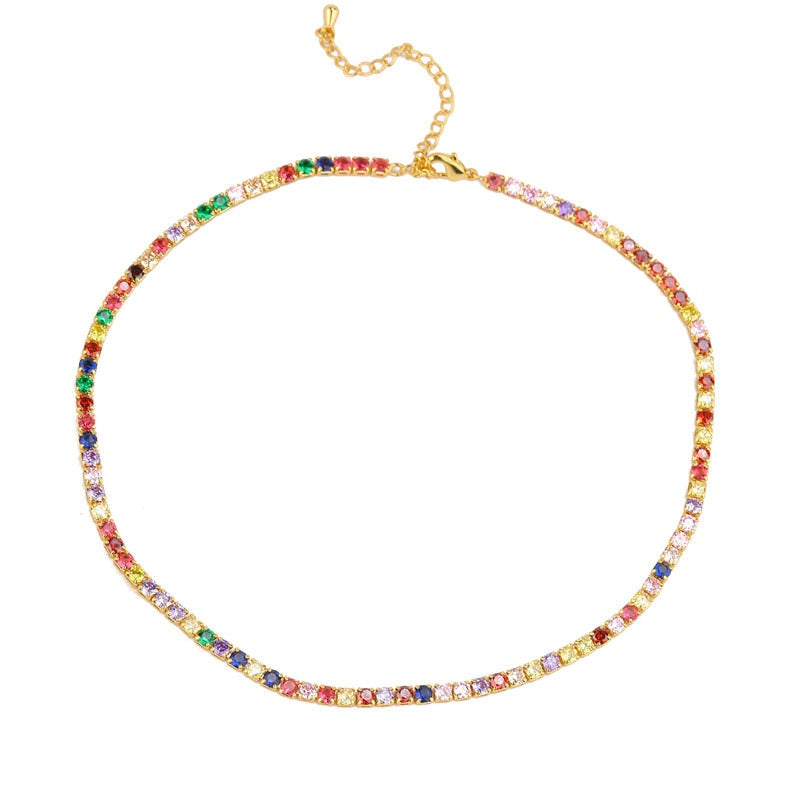 Colored Zircon Necklace for Women  Charms Choker Necklace Jewelry  Gift  Gothic Hiphop Rock