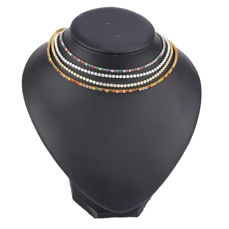 Colored Zircon Necklace for Women  Charms Choker Necklace Jewelry  Gift  Gothic Hiphop Rock