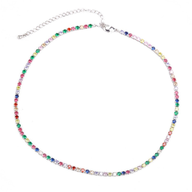 Colored Zircon Necklace for Women  Charms Choker Necklace Jewelry  Gift  Gothic Hiphop Rock