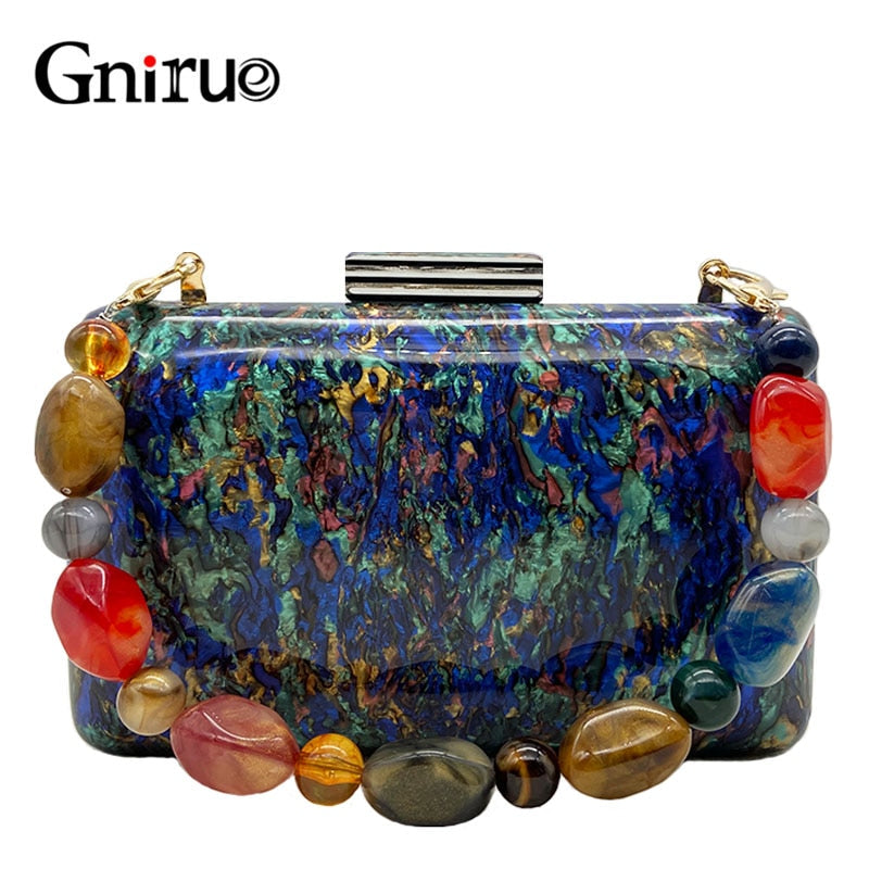 Colorful Acrylic Bags Vintage Clutches Evening Bags Party Prom Handbags Women Chain Shoulder Bags Ladies Mrs Bridesmaid Hot
