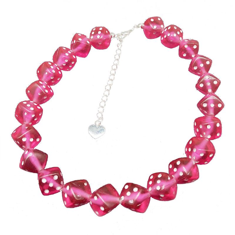Colorful Acrylic Dice Beads Stretch Choker Funny Game Lucky Dice Necklace Women85LB