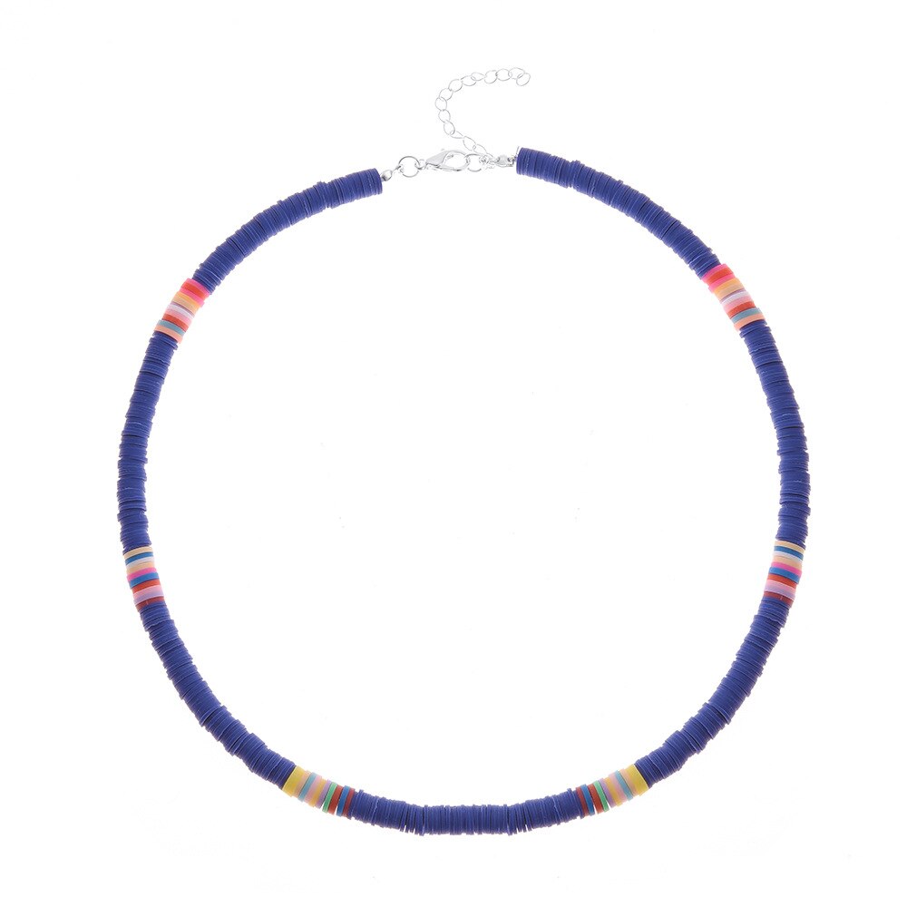Colorful African Vinyl Disc Beads Necklaces for Women Girls Handmade 2021 Summer Beach Collar Necklace for Holidays New