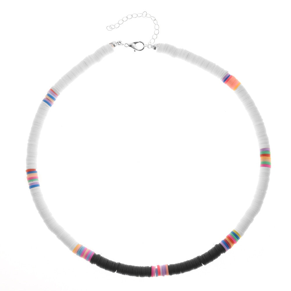 Colorful African Vinyl Disc Beads Necklaces for Women Girls Handmade 2021 Summer Beach Collar Necklace for Holidays New