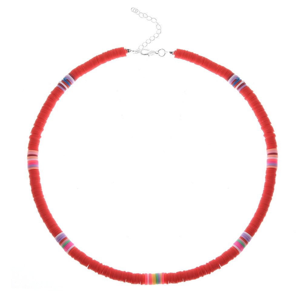 Colorful African Vinyl Disc Beads Necklaces for Women Girls Handmade 2021 Summer Beach Collar Necklace for Holidays New