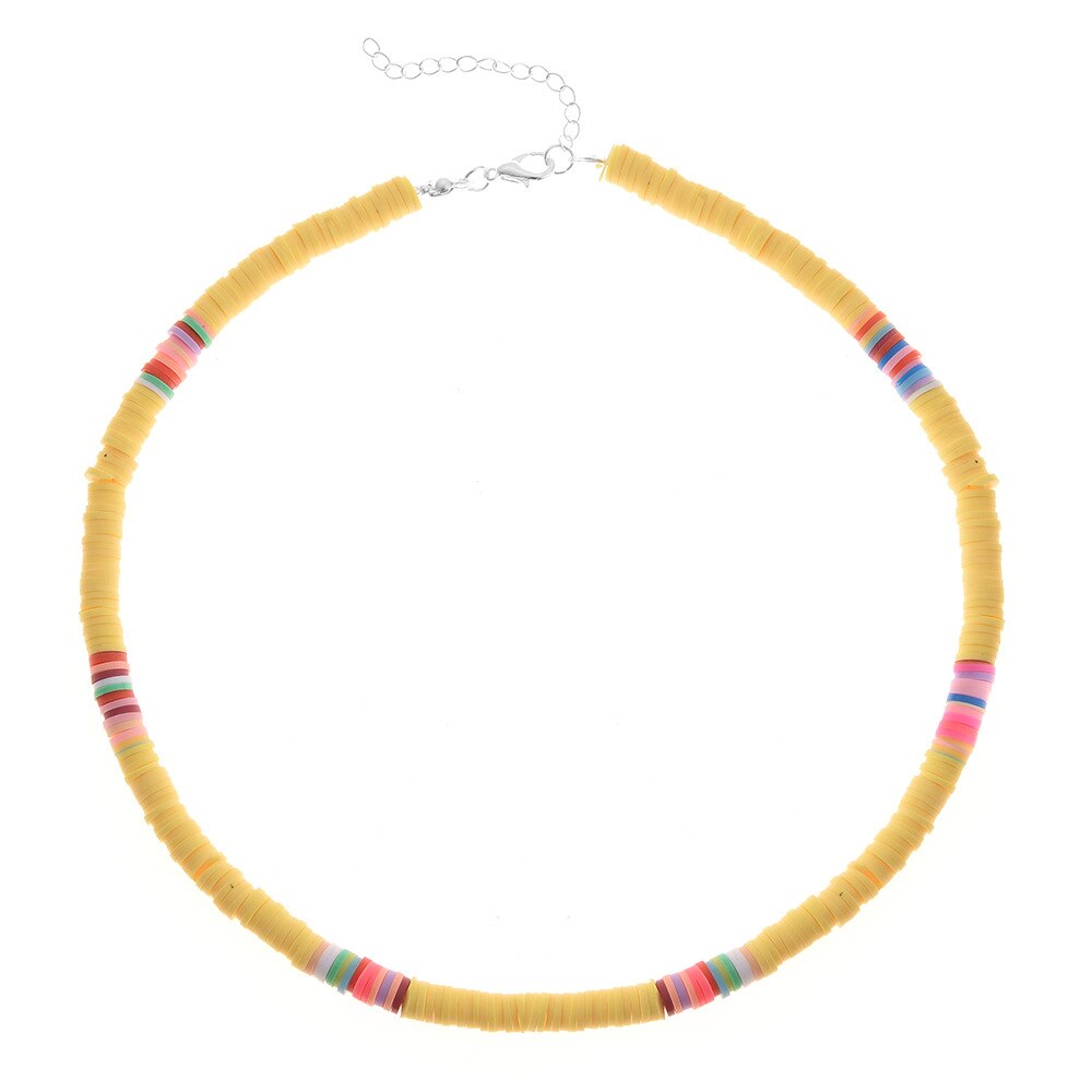 Colorful African Vinyl Disc Beads Necklaces for Women Girls Handmade 2021 Summer Beach Collar Necklace for Holidays New